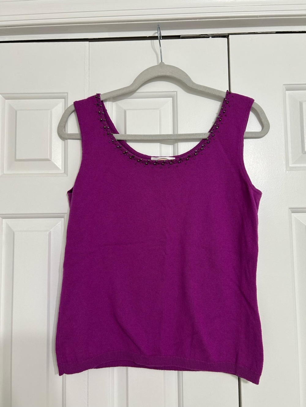 Talbots Beaded Scoop Neck Tank - Magenta